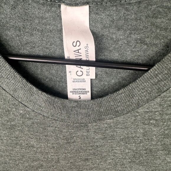 Bella Canvas Camping Crew Gold Foil Green Tshirt Womens Small - Picture 2 of 3